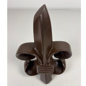 Fleur-de-Lis Tabletop Sculpture French Country Home Decor 9 in Chocolate Brown